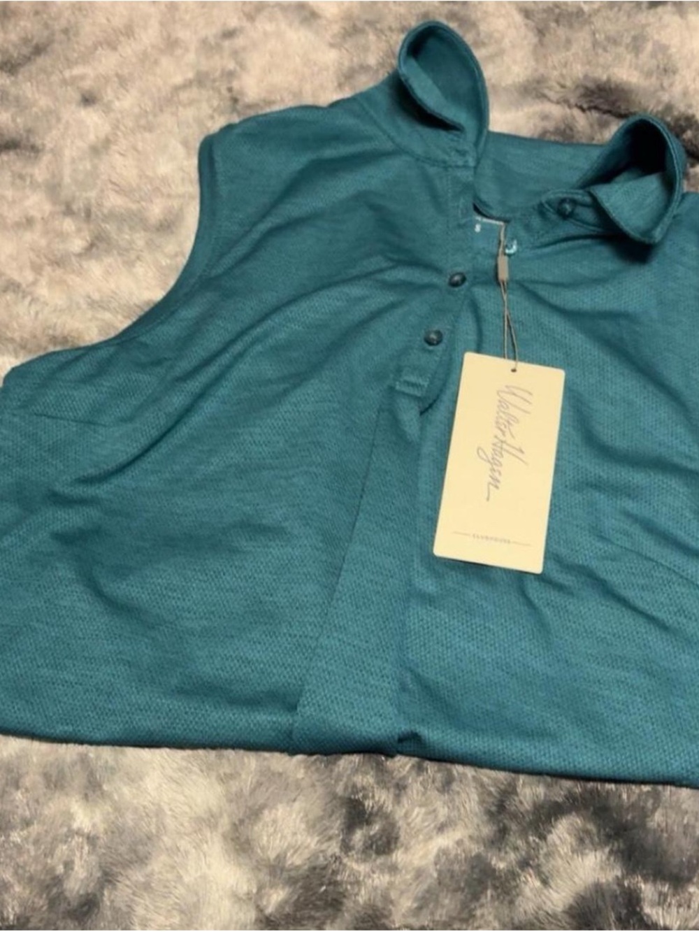 Walter Hagen Teal Button-Down Sleeveless Polo